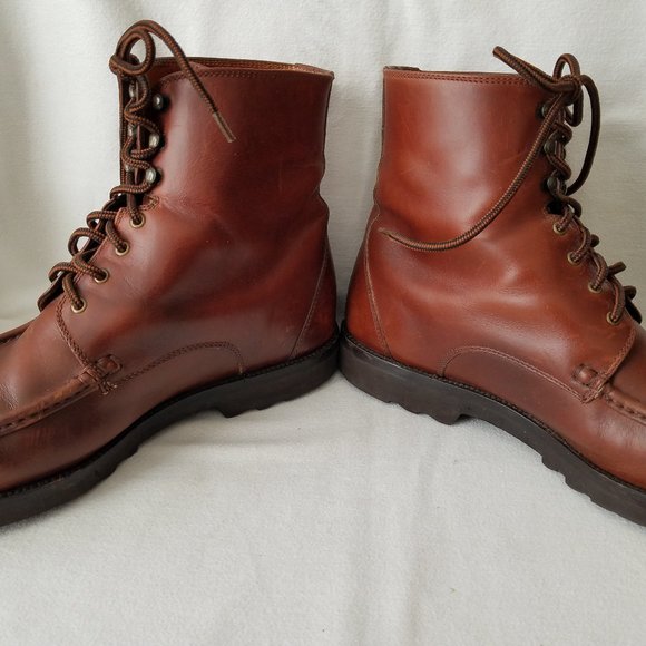 Cole Haan Leather Boots Mens 13 Brown Moc Toe 1145 Lace Up Ankle Vintage - Picture 10 of 13